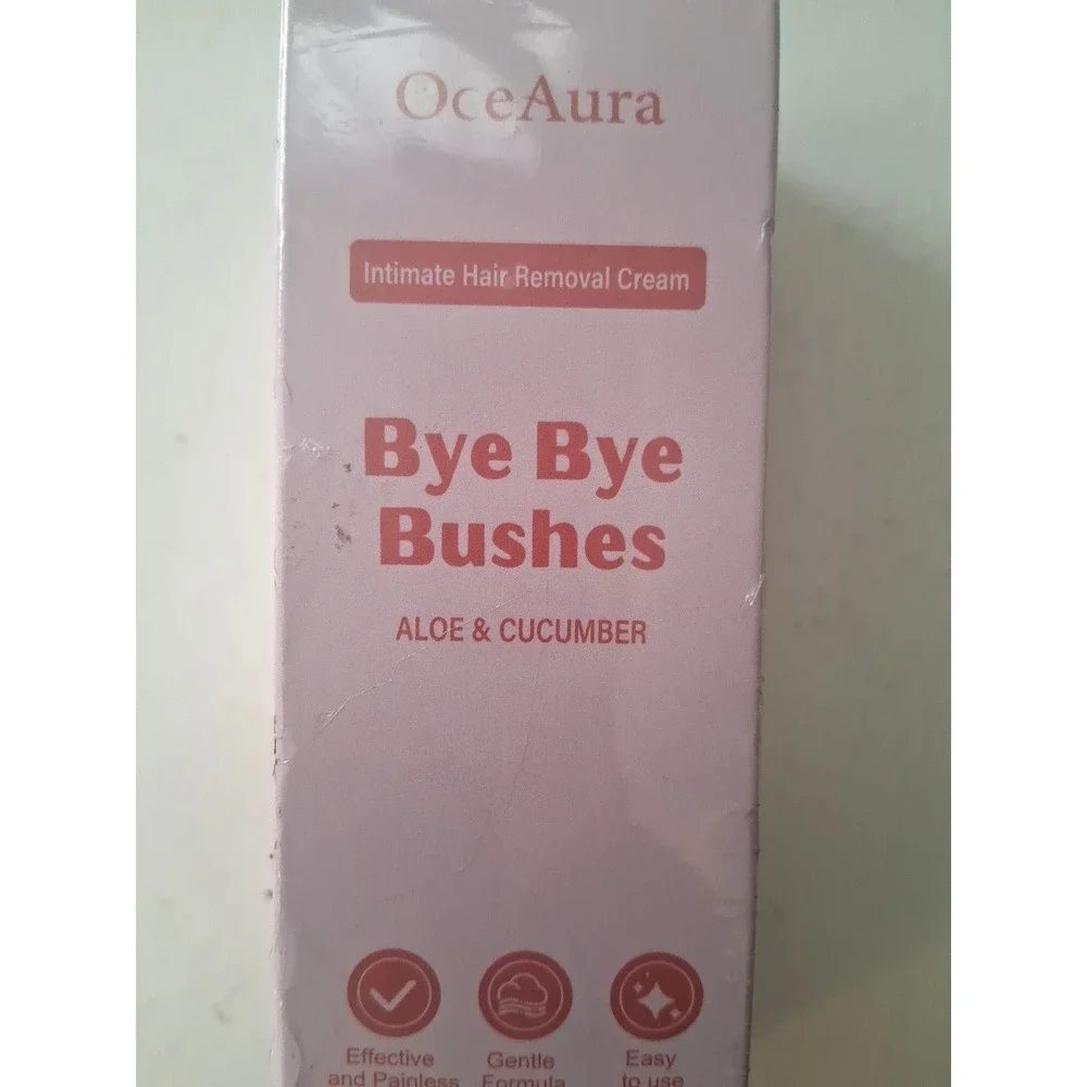 New Sealed OceAura Bye Bye Bushes Hair Removal Cream 1.76oz Aloe & Cucumber
